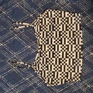 Black & White QR Code Check Pattern Spaghetti Strap Crop Top